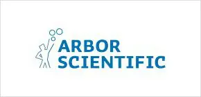 A blue and white logo for arbor scientific.