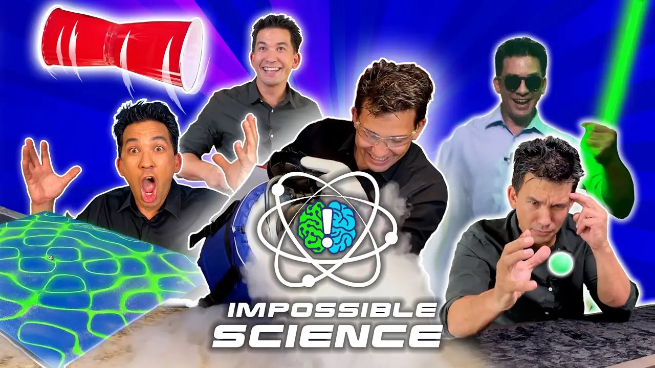 A group of people that are posing for the impossible science logo.